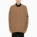 Fred Perry Raf Simons Beige Intarsia Jumper With Patches - Balardi