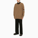 Fred Perry Raf Simons Beige Intarsia Jumper With Patches - Balardi