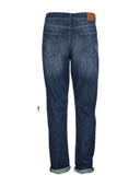 Brunello Cucinelli Five Pocket Leisure Fit Trousers In Old Denim With Rips