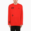 Fred Perry Raf Simons Red Long Sleeves T Shirt With Prints - Balardi