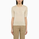 Roberto Collina Cream Coloured Crew Neck Sweater In Wool