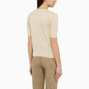 Roberto Collina Cream Coloured Crew Neck Sweater In Wool