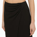 La gonna lunga di seta nera Andamane con drappeggio