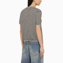 Roberto Collina Ecru/Navy Striped T Shirt In Linen Blend