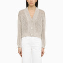 Roberto Collina Pearl Coloured Knitted Cardigan In Cotton Blend