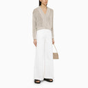 Roberto Collina Pearl Coloured Knitted Cardigan In Cotton Blend