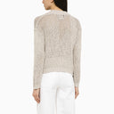 Roberto Collina Pearl Coloured Knitted Cardigan In Cotton Blend