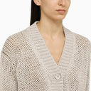 Roberto Collina Pearl Coloured Knitted Cardigan In Cotton Blend