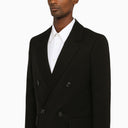 Pt Torino Black Black Double Breasted Coat in Virgin Wool