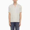 Pt Torino Cream Silk Blend Striped Shirt