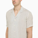 Pt Torino Cream Silk Blend Striped Shirt