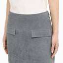 Loulou Studio Blue Suede Mini Skirt - Balardi