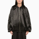 We11done Black Satin Bomber Jacket - Balardi