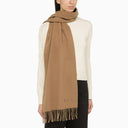 A.P.C. Ambroise Brodée Beige Virgin Wool Scarf
