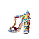Dolce & Gabbana Raffia Trimmed Leather Sandals