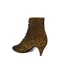 Saint Laurent Kiki Lace Up Leopard Print Ankle Boots