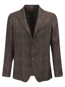 Tagliatore Wolle, Seide und Leinenjacke mit Tartan -Muster