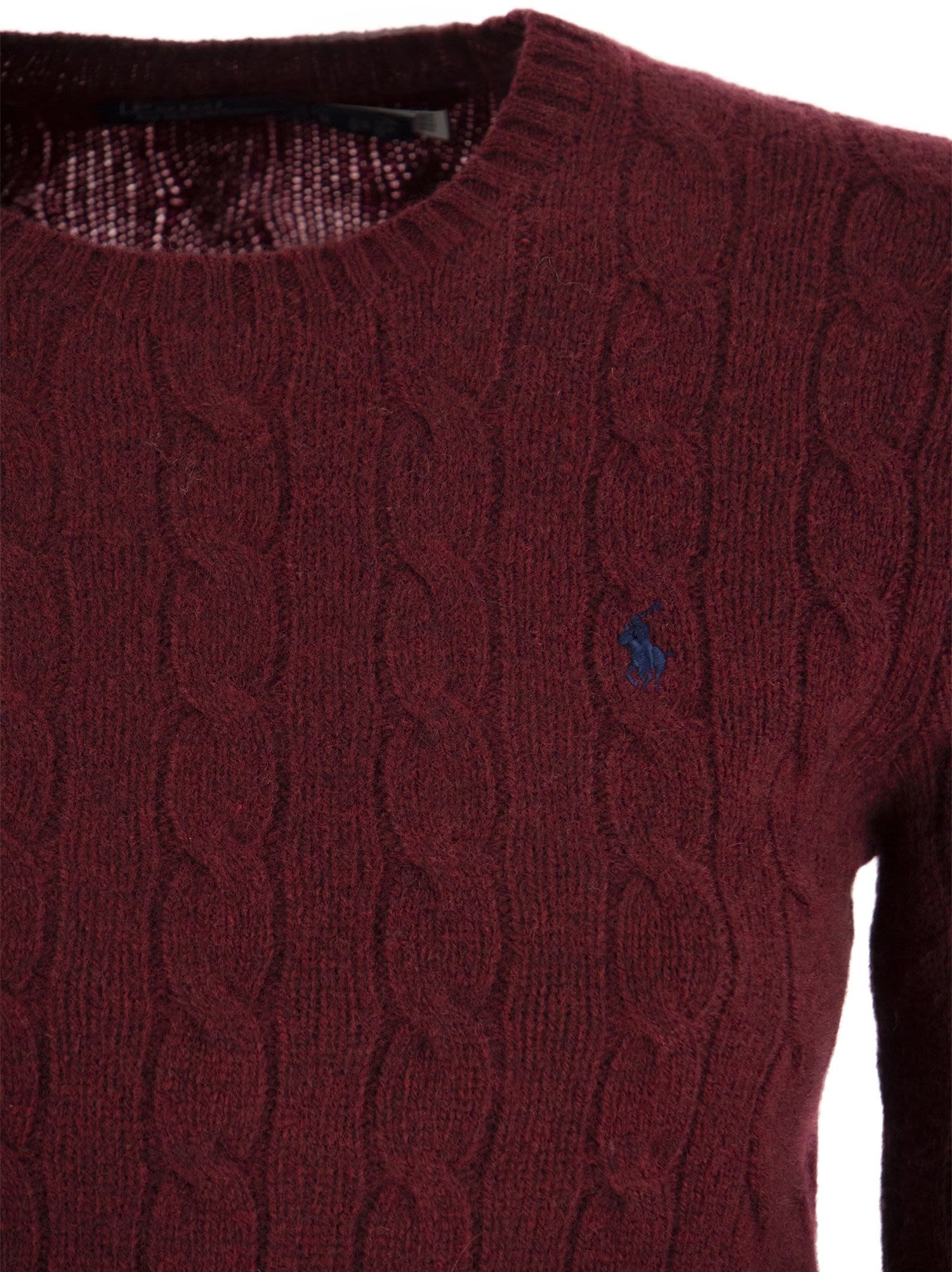 Polo Ralph Lauren Ladies Burgundy Cable Knit Wool-Cashmere Jumper