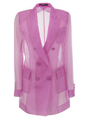 Max Mara Negra Silk Organza Blazer a doppio petto