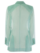 Max Mara Negrar Silk Organza Double Breasted Blazer
