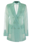Max Mara Negrar Silk Organza Double Breasted Blazer