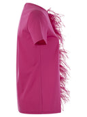 Max Mara Studio Lappole Jersey T Shirt With Feathers