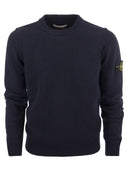 Tricot à cou au cou mélange en laine de laine de l'île en pierre