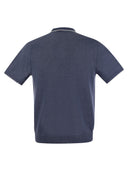 Fedeli Polo Shirt With Open Collar In Linen And Cotton
