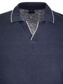 Fedeli Polo Shirt With Open Collar In Linen And Cotton