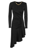 Elisabetta Franchi Asymmetrical Crepe Round Neck Dress