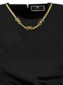 Elisabetta Franchi Asymmetrical Crepe Round Neck Dress