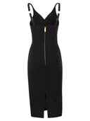 Elisabetta Franchi Stretch Crepe Sheath Dress With Zip