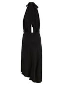 Elisabetta Franchi Satin Midi Dress With Asymmetric Skirt