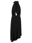 Elisabetta Franchi Satin Midi Dress With Asymmetric Skirt