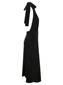 Elisabetta Franchi Satin Midi Dress With Asymmetric Skirt