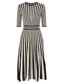 Elisabetta Franchi Midi Dress With Two Tone Pleated Skirt