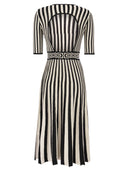 Elisabetta Franchi Midi Dress With Two Tone Pleated Skirt