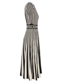 Elisabetta Franchi Midi Dress With Two Tone Pleated Skirt
