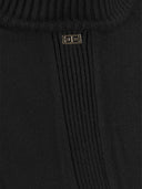 Elisabetta Franchi Ribbed Mini Dress With High Neck And Cups