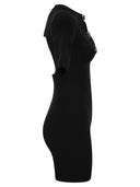 فستان قصير من الفيسكوز اللامع من إليزابيتا فرانشي مع زرين مزدوجين