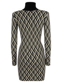 Elisabetta Franchi Rhombus Patterned Knit Minidress