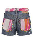 Mc2 Saint Barth Denim Shorts With Embroidery And Scarf