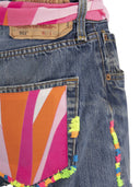 Mc2 Saint Barth Denim Shorts With Embroidery And Scarf