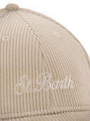 Mc2 Saint Barth Corduroy Baseball Cap With Embroidery