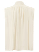 Elisabetta Franchi Viscose Georgette Flared Shirt With Lettering Tie