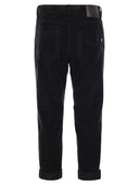 Dondup Koons Multi Striped Velvet Trousers With Jewelled Buttons