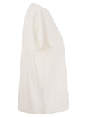 Majestic Crew Neck T Shirt In Linen And Short Sleeve