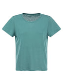 Majestic Crew Neck T Shirt In Linen And Short Sleeve