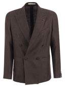 Tagliatore Double Breasted Jacket In Wool And Linen