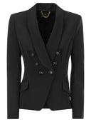 Elisabetta Franchi Double Breasted Crepe Jacket With Shawl Lapels